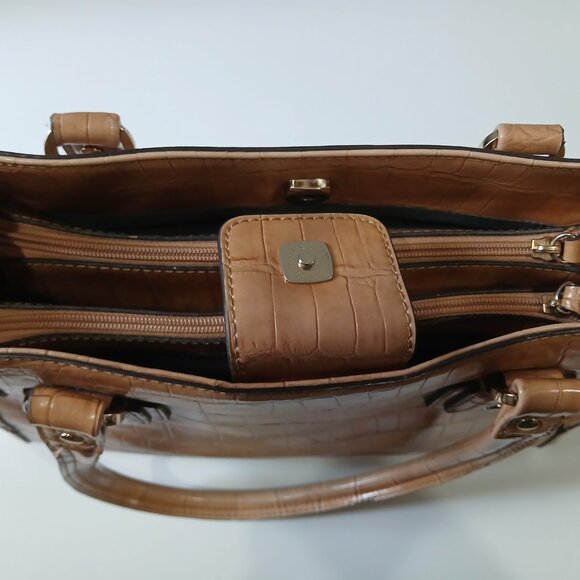 Liz Claiborne 90's Vintage Faux Tan Croc Leather Handbag - Picture 9 of 15